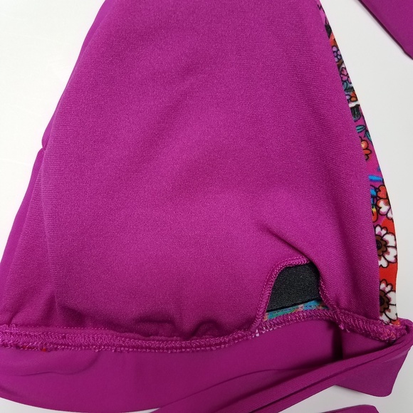 Becca Bikini Top Boho Paisley String Red Pink L - Picture 5 of 7